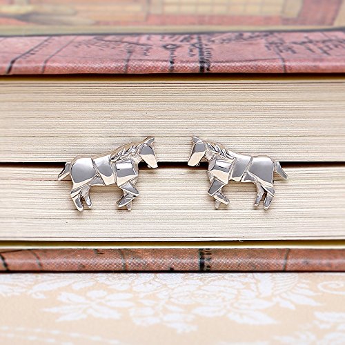 Amazoncom Designer Origami Horse Sterling Silver Stud