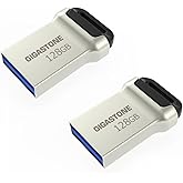 【GIGASTONE】 Z90 128GB 2-Pack USB 3.2 Gen1 Flash Drive, Mini Fit Metal Waterproof Compact Pen Drive, Reliable Performance Thumb Drive, USB 2.0/3.0/3.1 Interface Compatible