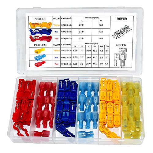 Allume 120Pcs T-Tap Wire Connectors, Self-Stripping Quick Splice Electrical Wire Terminals, Insulated Male Quick Disconnect Spade Terminals Assortment Kit - View #8
