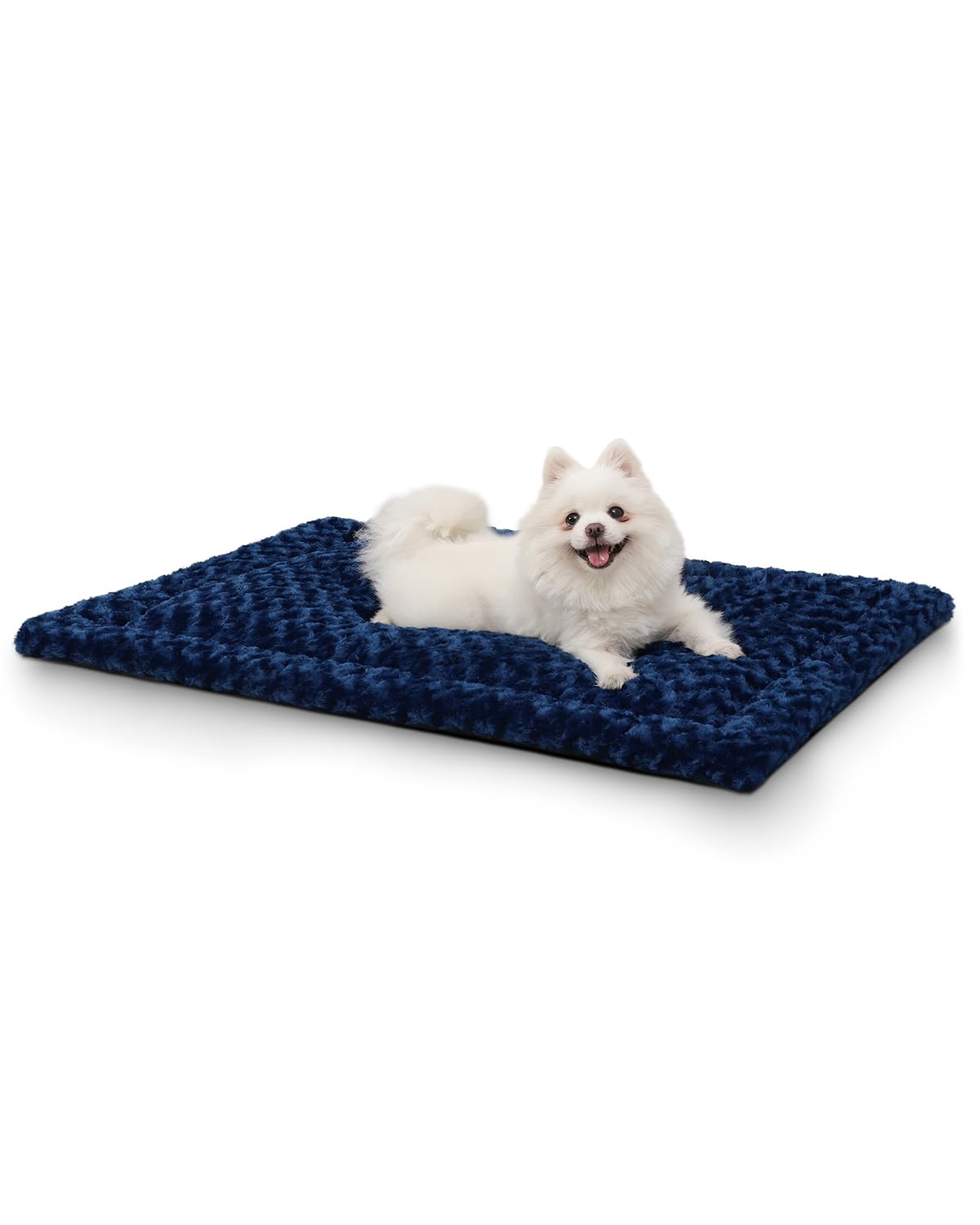Photo 1 of Washable Dog Bed Mat Reversible Dog Crate Pad Soft Fluffy Pet Kennel Beds Dog Sleeping Mattress for Large Jumbo Medium Small Dogs, 29 x 18 Inch, Blue