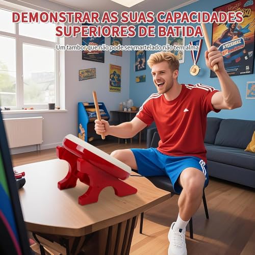Controle de Tambor Taiko, Taiko para Switch, Taiko para no Tatsujin, Controlador de Tambor Taiko para Nintendo Switch com Baquetas, Compatível com o Sistema de Atualização Online