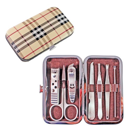 7pc Stainless Steel Manicure Pedicure Set Travel & Grooming Kit Set
