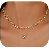 A ALARTAN Initial Necklace for Women Dainty Colorful Bead Layered Letter Necklace Personality Initial Necklace Trend Beach Choker Necklace for Women Jewelry Gifts
