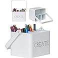 Lola Creates Craft Box - Art Bin Storage Container - Art Supply Organizer - Office Caddy - Pencil Organizer - Desk Marker Organizer - Craft Supplies Storage - Kids Art Storage Box