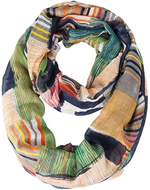 Women's Light Weight Colorful Painting Plaid Tartan Infinity Scarf