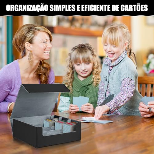 Estojo de Baralho para Cartões Colecionáveis 2400+, Caixa de Baralho com 3 Divisóriasdeck Box, Caixa de Armazenamento de Cartões para Cartas Colecionáveis, Deckcase com Couro PU