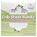 Fitted Crib Mattress Sheet and Bamboo Fabric Mattress Protector - 100% Jersey Cotton Sheets with Elephant Pattern Design
