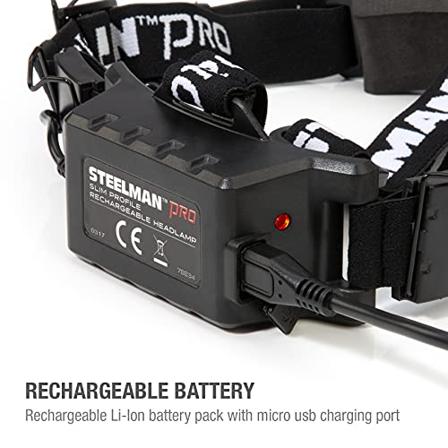 Steelman Pro Slim Profile Rechargeable LED Motion Activated Headlamp