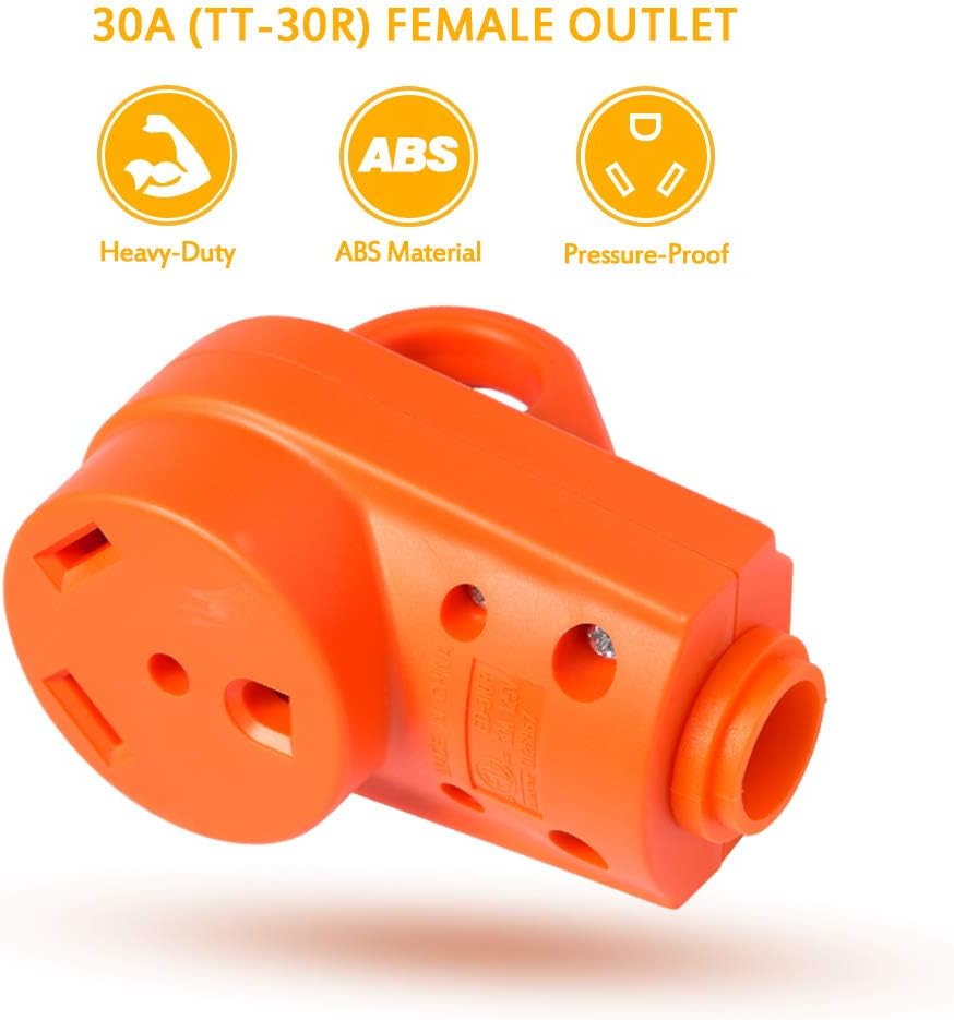 MICTUNING 125V 30Amp Heavy Duty RV Female Replacement Receptacle Plug with Ergonomic Handle: Automotive
