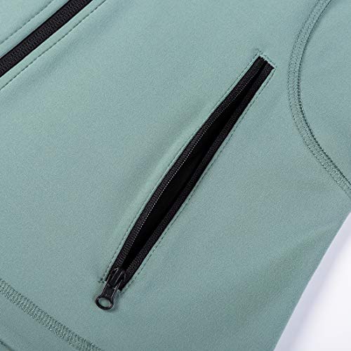 Dolcevida Women's Slim Fit Workout Track Jackets Full Zip Stretchy Warm up Active Running Jacket with Thumb Holes (Chinois Green, S)