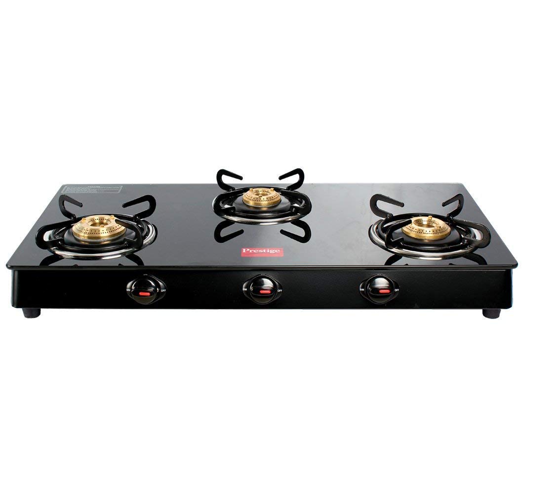 Buy Prestige Magic LP Gas Stove(GTMC 03 with Powder Coated Body, Glass Top, 3 Brass Burner