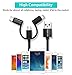Digital Ant 3 in 1 Charging and Data Syn Cable/3 in 1 Charging Cord Nylon Braided Cable Compatible with Android and i-Products, Twin-Pack (5 Feet-Black)