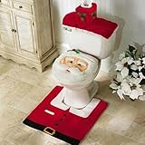 EUBEST New HOT Happy Santa Toilet Seat Cover and Rug Bathroom Set for Christmas Decoration