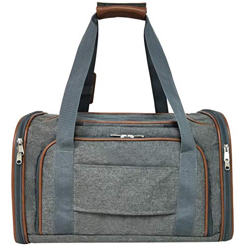 Mr. Peanut's Expandable Airline Approved Soft Sided Pet Carrier, Luxury Travel Tote with Premium Auto Self Locking Zippers, Plush Faux Fleece Bedding with Sturdy Plywood Base, 18LX10.5 (Twilight Gray)