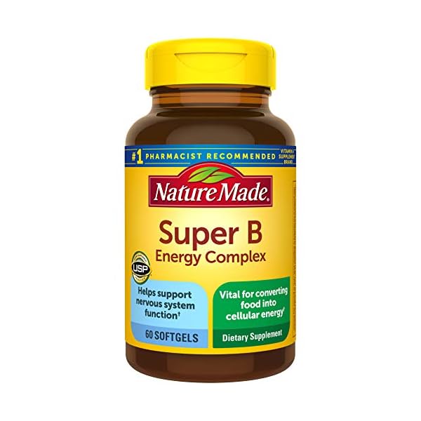 Nature Made Super B Energy Complex, Dietary Supplement for Brain Cell Function Support, 60 Softgels, 60 Day Supply