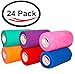 3 Inch Vet Wrap Tape Bulk (Assorted Colors) (Pack of 24) Self Adhesive Adherent Adhering Flex Bandage Grip Roll for Dog Cat Pet Horse