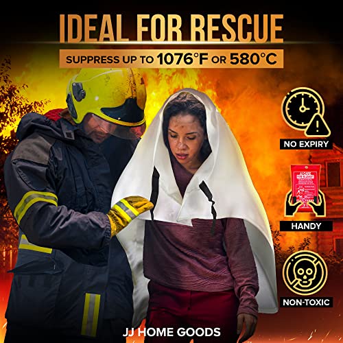 JJ CARE Fire Blanket 40" x 40" [3 Packs with Hooks ] Suppression
