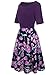 oxiuly Women's Vintage Patchwork Pockets Puffy Swing Casual Party Dress OX165 (Purple, xx_l)