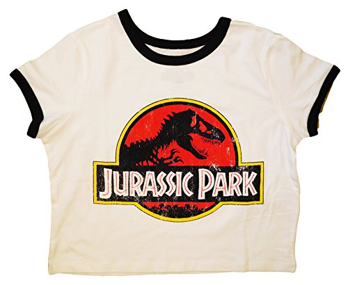 Junior's Jurassic Park Ringer Crop Top (Medium)