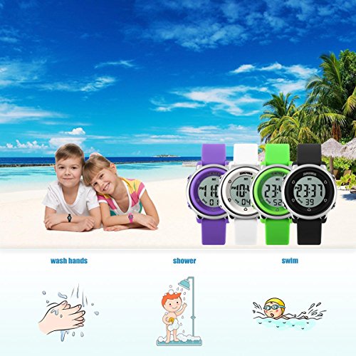 Kids Teens Girls Boys Waterproof Sports Digital Watches Timer with Alarm Stopwatch 7 colorful luminous Black