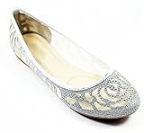 Walstar Women Basic Glitter Mesh Flat Slip on Shoes,7.5 B(M) US,Silver