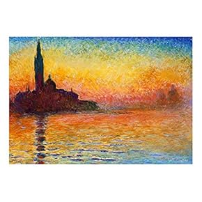 San Giorgio Maggiore at Dusk by Claude Monet - French Impressionism - Plein Air Landscape - Peel and Stick Large Wall Mural, Removable Wallpaper, Home Decor - 66x96 inches