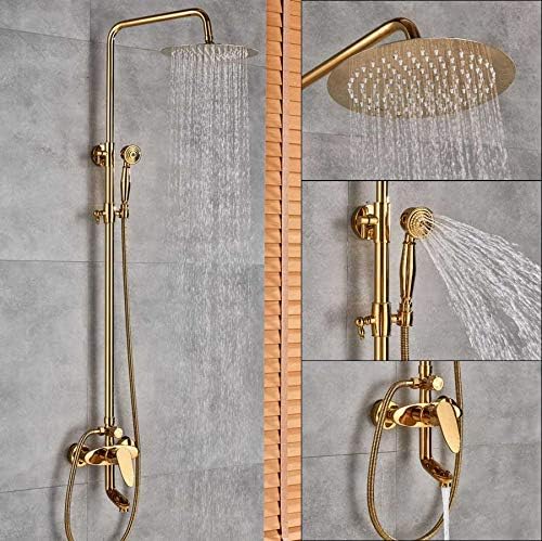 Luxury Golden Bathroom Shower Mixer Taps Wall 8" Rainfall Bath Shower Faucet Set W/Handshower Tub Spout Polished Chrome Golden Type C