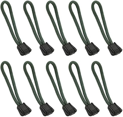 LIVABIT 10 Pack Zipper Pulls Strong Black Paracord Nylon With Rubber Non-slip Gripper For Backpacks Luggage And Clothes - ODG