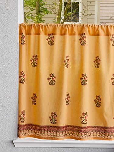 Saffron Marigold Indian Summer (CP) ~ Orange Paisley India Sari Kitchen Curtain 44" x 24"