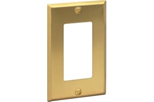 Rio Salto BRASS Metal Gold Light Switch Wall Plate or Outlet Cover Wall Plate Decora Single Receptacle Wallplate Rocker Covers 1 Gang Decoration Brushed Brass 4.50" x 2.76" - Standard Size