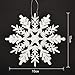 Zhehao 32 Pieces 4 Inch Christmas Glitter Snowflake Hanger Plastic Snowflake Ornaments and Silvery Cords for Christmas Decoration, White/Blue/Silver/Turquoise