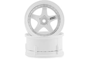 DS Racing Drift Element 1/10 RC Car Drift Rims Wheels, 2PCS Set, 5-Spoke, Adjustable Offset, Fits Yokomo YD MD RD, MST RMX, Reve D RDX, Redcat RDS, HPI, Tamiya TT & More (Triple White)