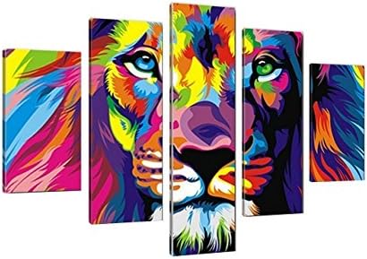 5 Piece Animal Lion Oil Painting Pictures Art print on the canvas Home Wall Art Picture to Hang Wall Art Creative Home Decorators (Unframed)