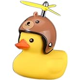 Duck Bike Bell, Rubber Bike Horn, Cute Yellow Duck Bicycle Decorations, Squeeze Duck Bicycle Horns with Propeller Helmet