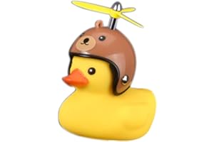 GOCOHHI Duck Bike Bell, Rubber Bike Horn, Cute Yellow Duck Bicycle Decorations, Squeeze Duck Bicycle Horns with Propeller Helmet