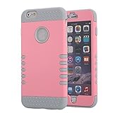 iPhone 6S Case, Pandawell Shockproof Hybrid High Impact Hard Plastic+Soft Silicon Rubber Armor Defender Case Cover for Apple iPhone 6S & iPhone 6 4.7 inch (Pink/Grey)