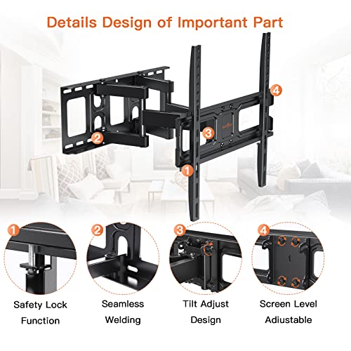 Perlegear TV Wall Mount Bracket Full Motion for 2665 Inch LED, LCD
