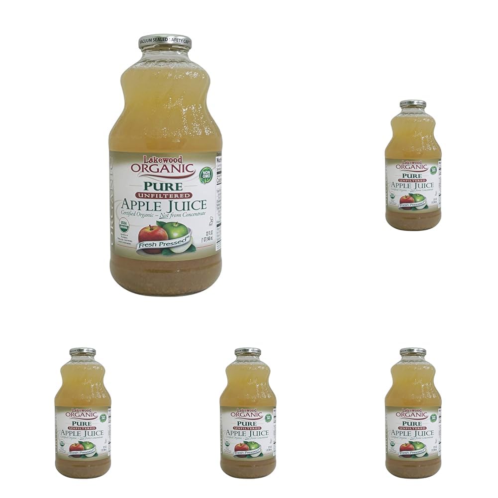 Lakewood, Organic Pure Apple Juice, 32 oz (Pack of 5) Image