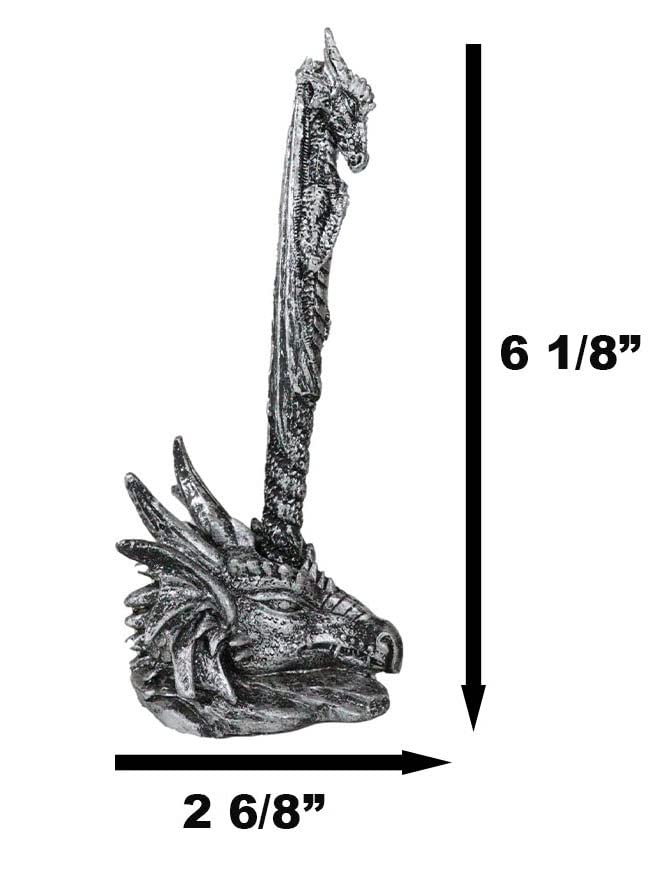 Ebros Gift Ink Of Fire Spirit Leviathan Pen With Dragon Head Base Holder Figurine 6.5