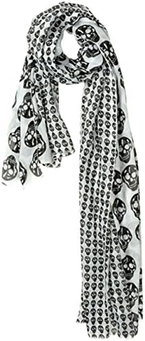 Styleinch Skull Print Shawl Scarf (New Skull White)