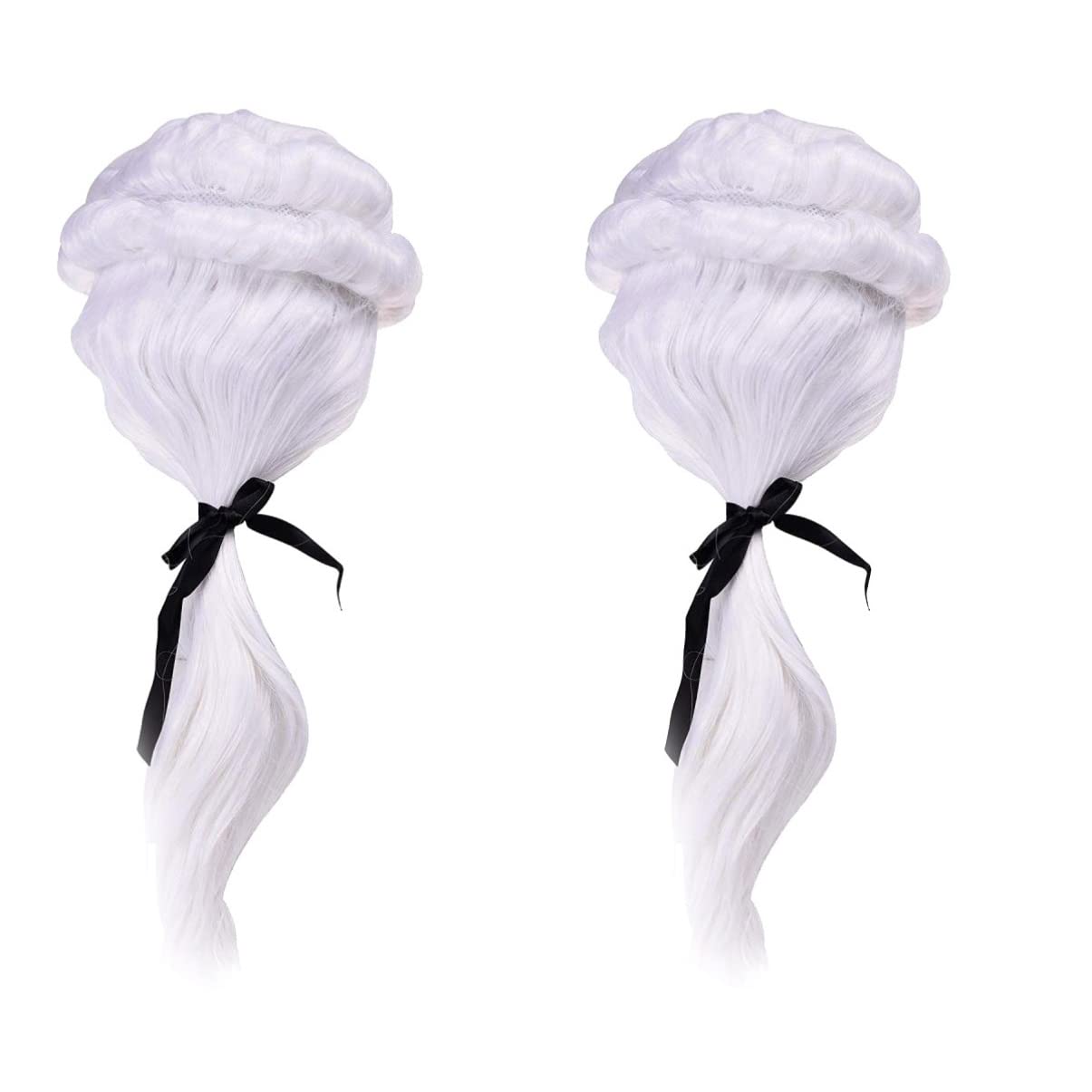ABOOFAN Judge Wig Long Curly White Lawyer Barrister Colonial Costume Wig for Historical Role Play Masquerade Party