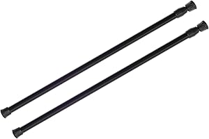 KXLife 2 Pack Spring Tension Curtain Rod for Window 28 to 48 Inch, Adjustable Expandable Small Curtain Tension Rods No Drill for Kitchen, Bathroom, Doorway, Cupboard(Black)