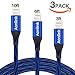 iPhone Charger,Aonlink 3Pack 3FT/6FT/10FT(1M/2M/3M) Nylon Braided Lightning Cables USB Charger Cord, Compatible with iPhone X/8/8 Plus/7/7 Plus and More(Black Blue)
