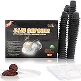 IreVoor Espresso Lids and Refillable Pods Coffee Capsules Set 100 pcs Foil Seal and 100 pcs Empty Capsule 1 pcs Spoon