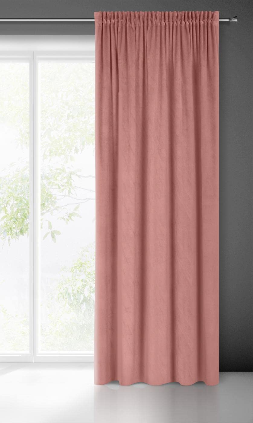 Eurofirany PIERRE Soft Plain Opaque Velvet Curtain with Rufflette Tape For Rail - 1 Unit, Fluffy Panel Drape Classic Glamour Elegant Living Room, Bedroom, 215 g/m2, W55 x L118, Dark Pink