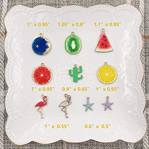 Alloy Charms Pendants Fruit Dangle Charms Flamingo Beads Enamel Pendants for Jewelry Making (20 Pieces)