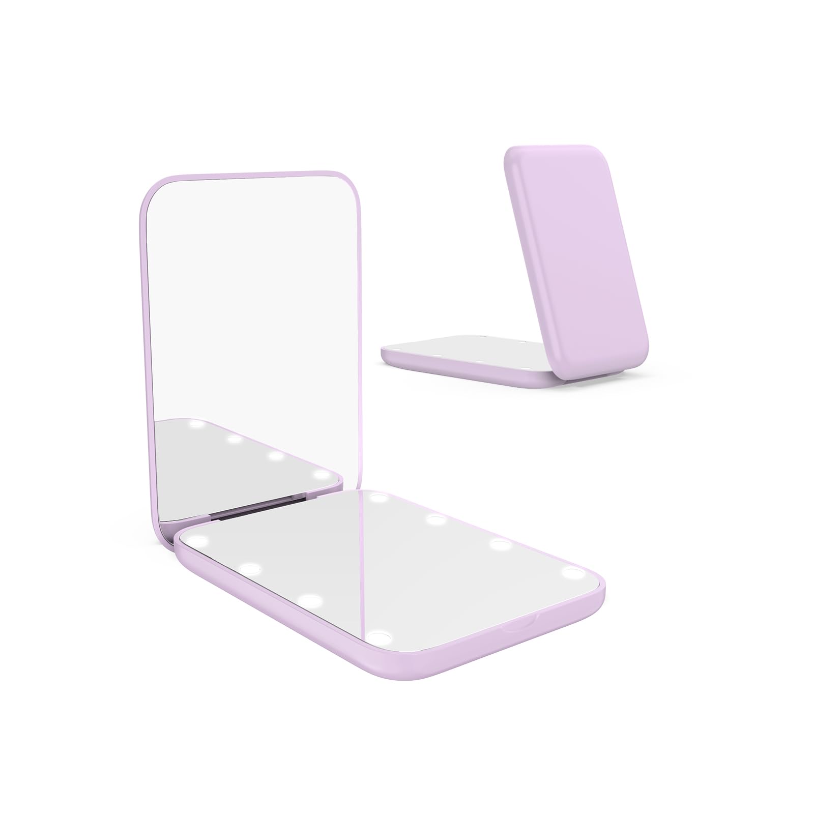 WOBSION Compact Mirror, Small Makeup Mirrors with Light for Travel, LED Pocket Mirror for Purse and Handbag, 1x/3x Magnifying Handheld Mirrors, Folding, Portable, Gifts for Women, Purple