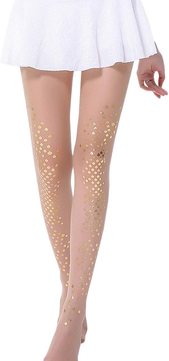 Black Sheer Lurex Stretchy Sparkle Metallic Thigh Highs Stockings Costume Tights