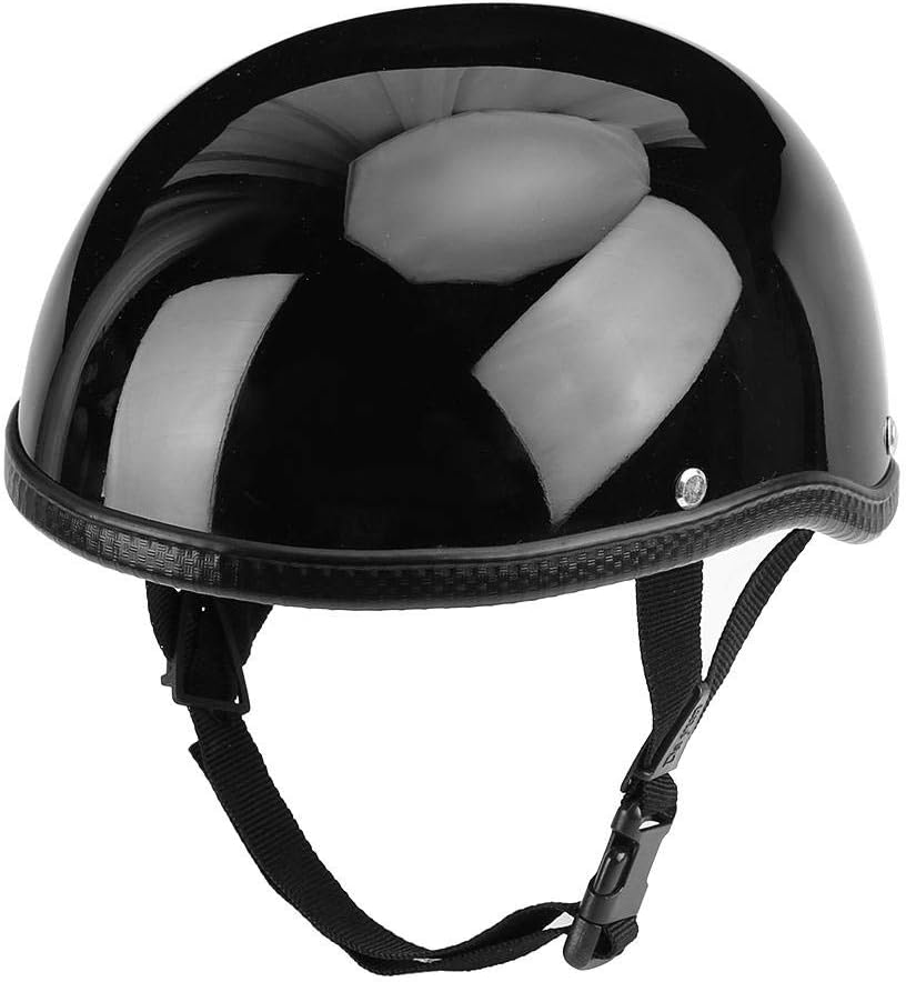 KIMISS Motorcycle Safety Helmet,Vintage Cycling Open Face Helmet Glass Fiber Hat Gloss Black for Men Women - Image 4