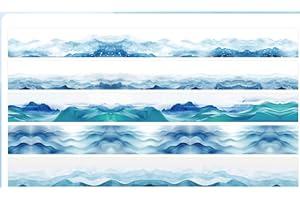 Skinny Washi Tape Set 10mm×3m, Decorative Masking Tape, 6 Designs for Journals Planners DIY Crafts (Blue,1Pc)